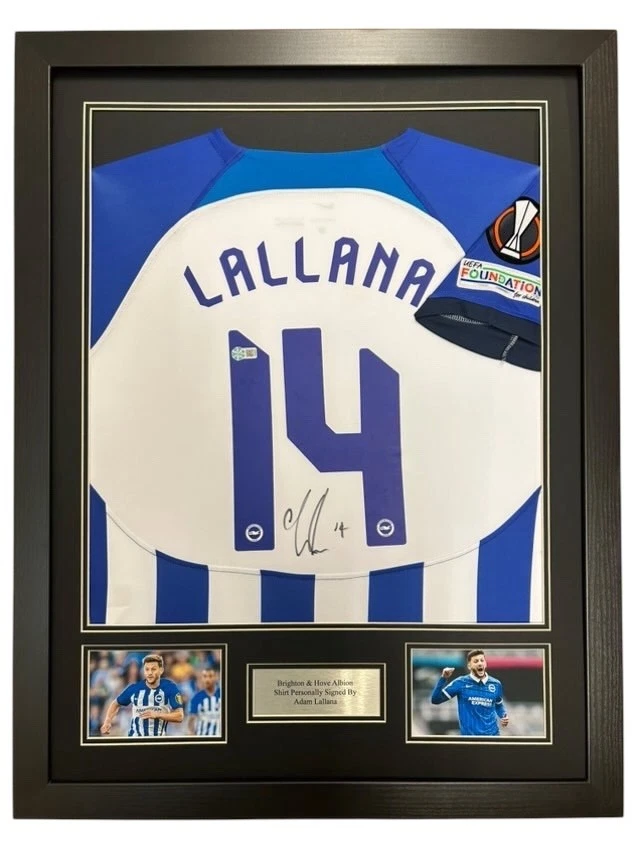 Adam Lallana Brighton Signed Shirt Framed *EUROPA LEAGUE* PROOF OF SIGNING* RARE