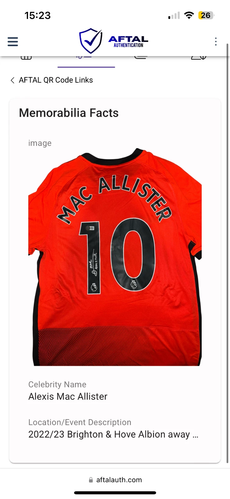 Alexis Mac Allister Brighton signed shirt AFTAL & COA *RARE*