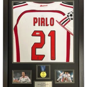 Andrea Pirlo Ac Milan Signed Shirt FRAMED *EXACT VIDEO PROOF* RARE Winners Medal