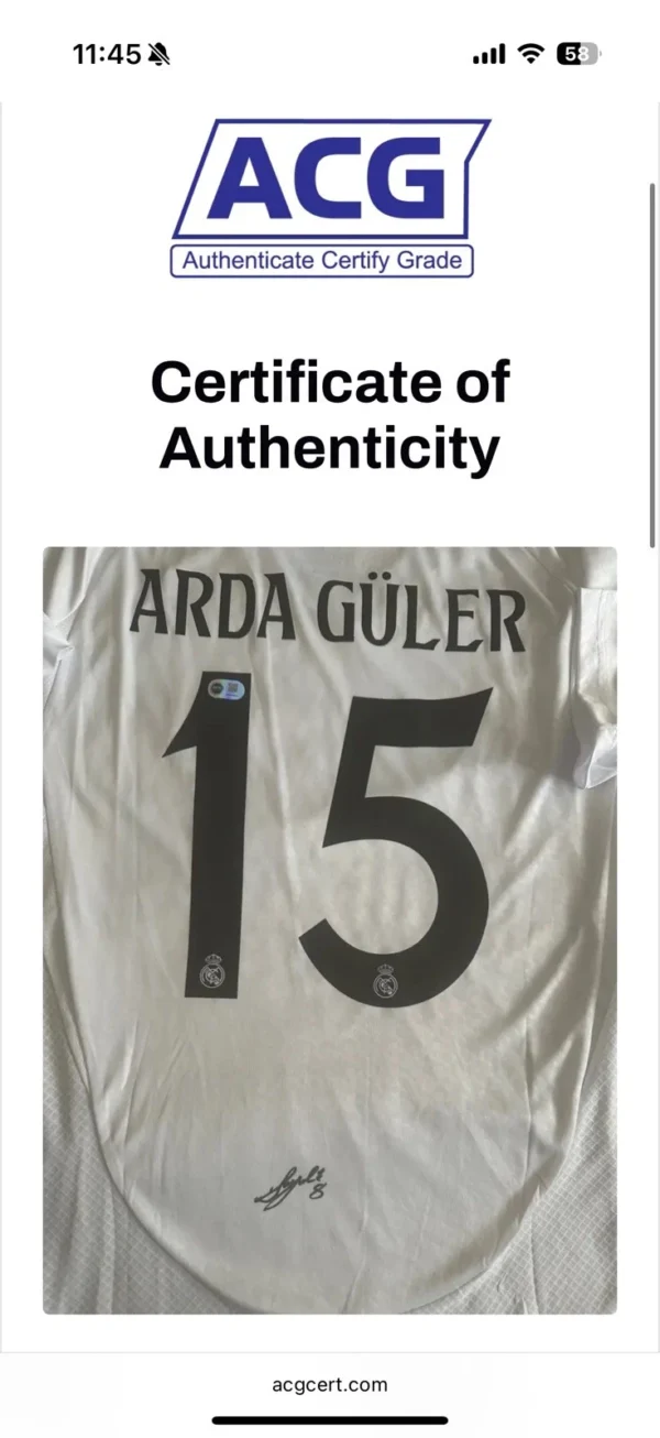 Arda Güler Real Madrid signed shirt 2