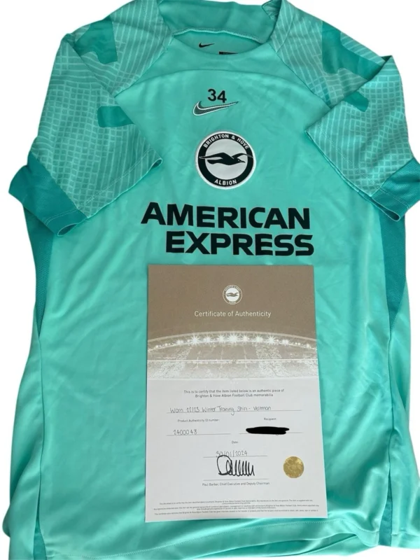 Brighton & Hove Albion Training Shirt WORN By Joel Veltman *RARE* OFFICIAL!