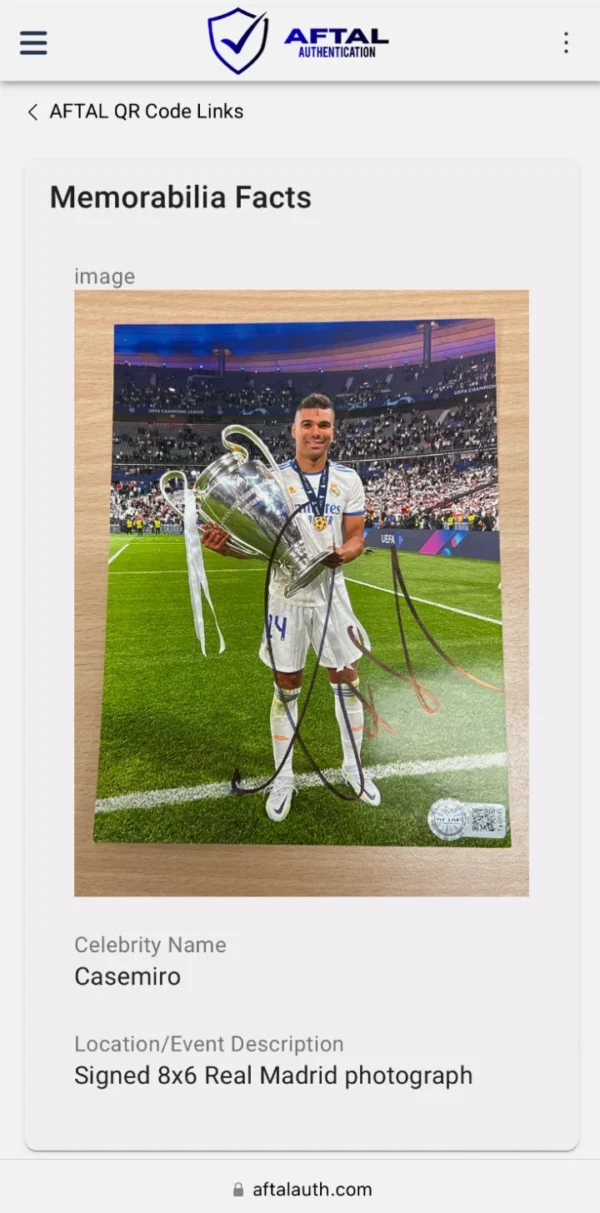 Casemiro Real Madrid Signed Photo FRAMED*EXACT VIDEO PROOF AFTAL AUTHENTICATED*