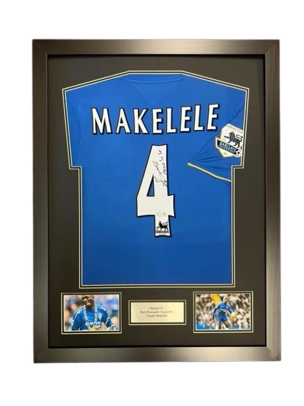 Claude Makelele Chelsea Signed Shirt FRAMED * RARE* PROOF OF PRIVATE SIGNING *