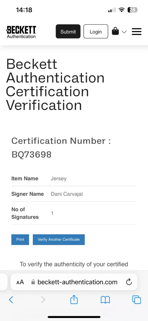 Dani Carvajal Real Madrid Signed shirt *BECKETT AUTHENTICATED* RARE