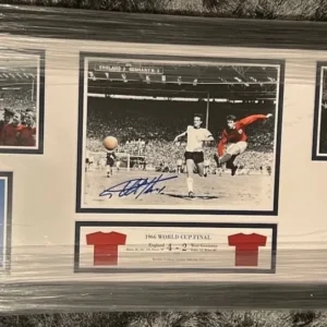 Geoff Hurst England signed Montage Photos Framed *COA & PROOF*