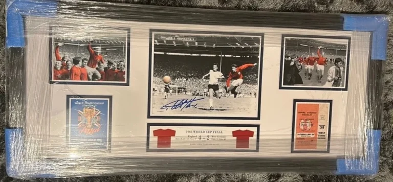 Geoff Hurst England signed Montage Photos Framed *COA & PROOF*