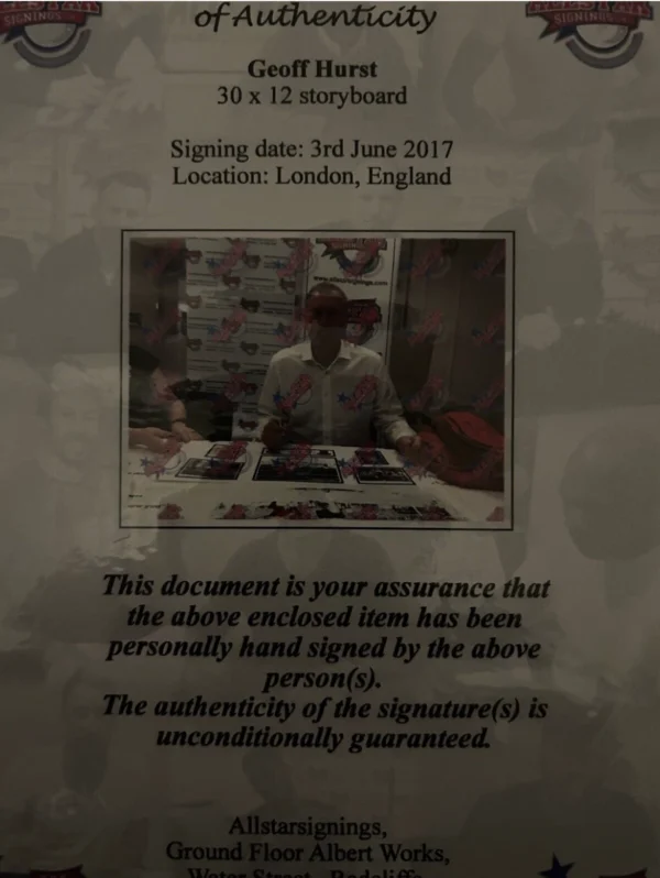 Geoff Hurst England signed Montage Photos Framed *COA & PROOF*