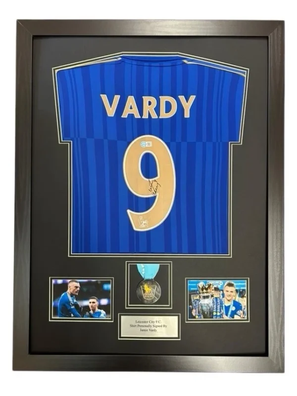 Jamie Vardy Leicester City Signed Shirt FRAMED *EXACT VIDEO PROOF* RARE Medal