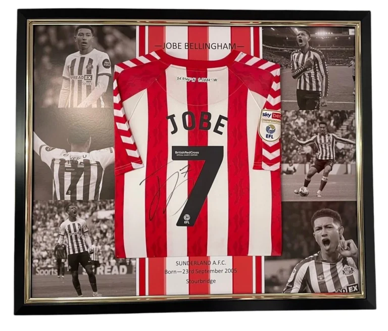 Jobe Bellingham Sunderland Signed Shirt FRAMED * VIDEO PROOF* MONTAGE FRAME