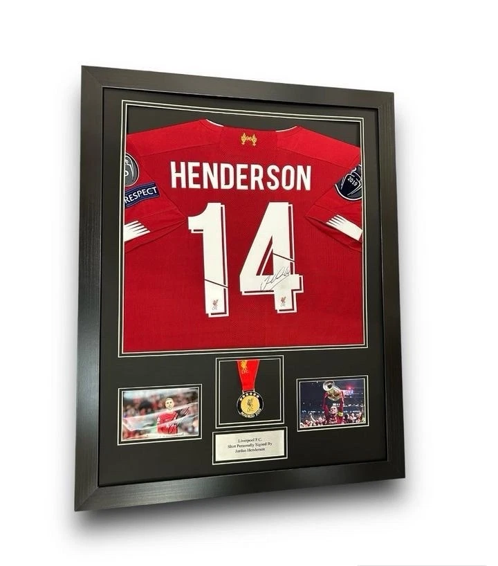 Jordan Henderson Liverpool Signed Shirt & Medal Framed *RARE, EXACT VIDEO PROOF*