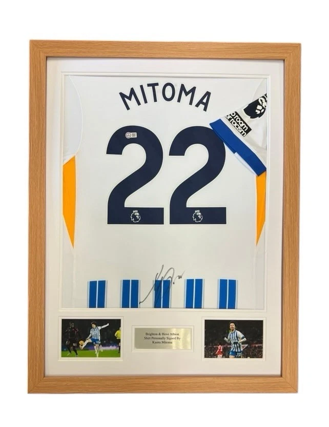 Kaoru Mitoma Brighton Signed Shirt Framed *EXACT VIDEO PROOF OF SIGNING*