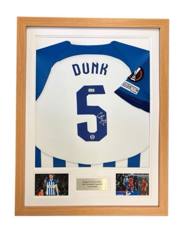 Lewis Dunk Brighton Signed Shirt Framed *EUROPA LEAGUE* RARE