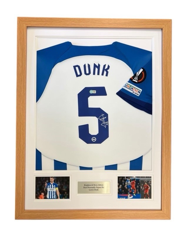 Lewis Dunk Brighton Signed Shirt Framed *EUROPA LEAGUE* RARE
