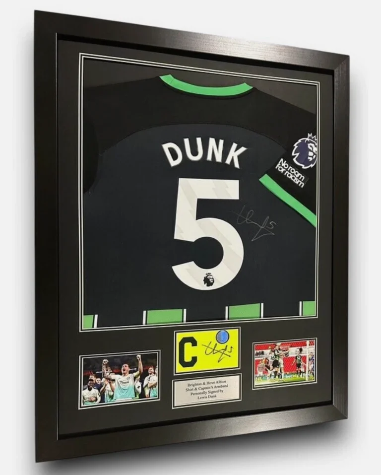 Lewis Dunk Brighton Signed Shirt + Signed Armband Framed *RARE*+ EXACT PROOF COA