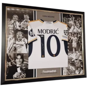 Luka Modric Real Madrid Signed Shirt MONTAGE FRAME *EXACT PROOF PRIVATE SIGNING*