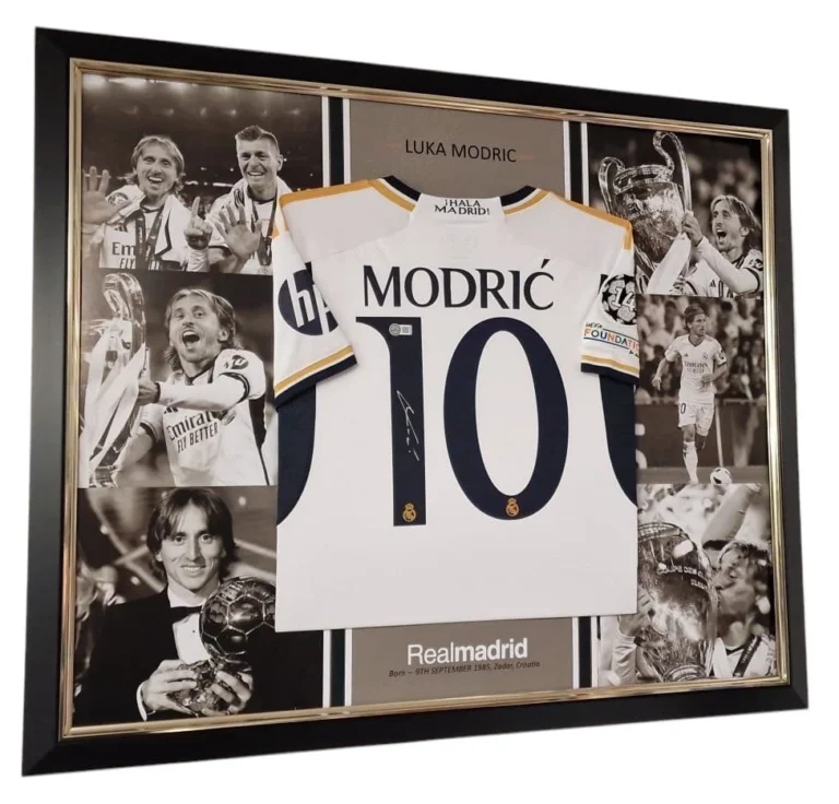 Luka Modric Real Madrid Signed Shirt MONTAGE FRAME *EXACT PROOF PRIVATE SIGNING*
