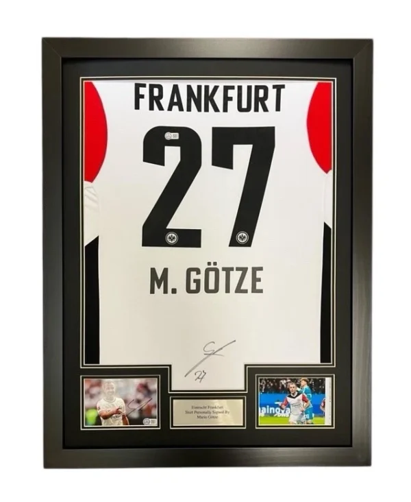 Mario Gotze Frankfurt Signed Shirt & Photo DUAL SIGNED FRAMED* RARE VIDEO PROOF
