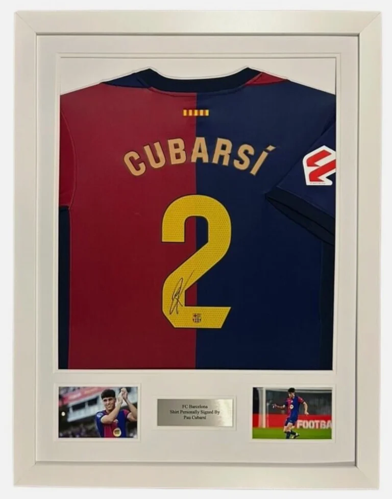 Pau Cubarsí Barcelona signed framed shirt *VERY RARE + EXACT PROOF INCLUDED*