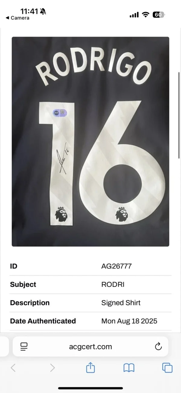 RODRI Manchester City Signed Shirt*RARE*ACG AUTHENTICATION *PLAYER EDTION BOXED* - Image 8