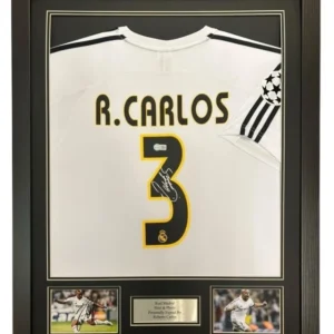 Roberto Carlos Real Madrid Signed Shirt FRAMED *EXACT VIDEO PROOF* RARE