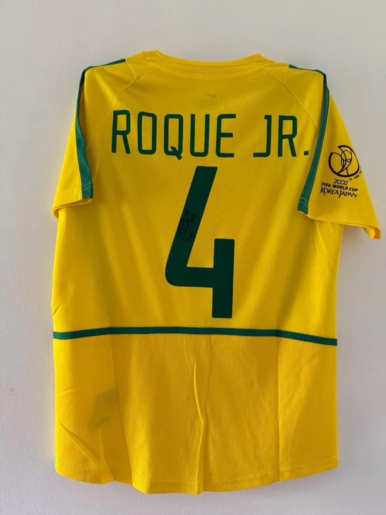 Roque Jr Brazil Signed Shirt *RARE* *EXACT VIDEO PROOF* 02 WORLD CUP WINNER