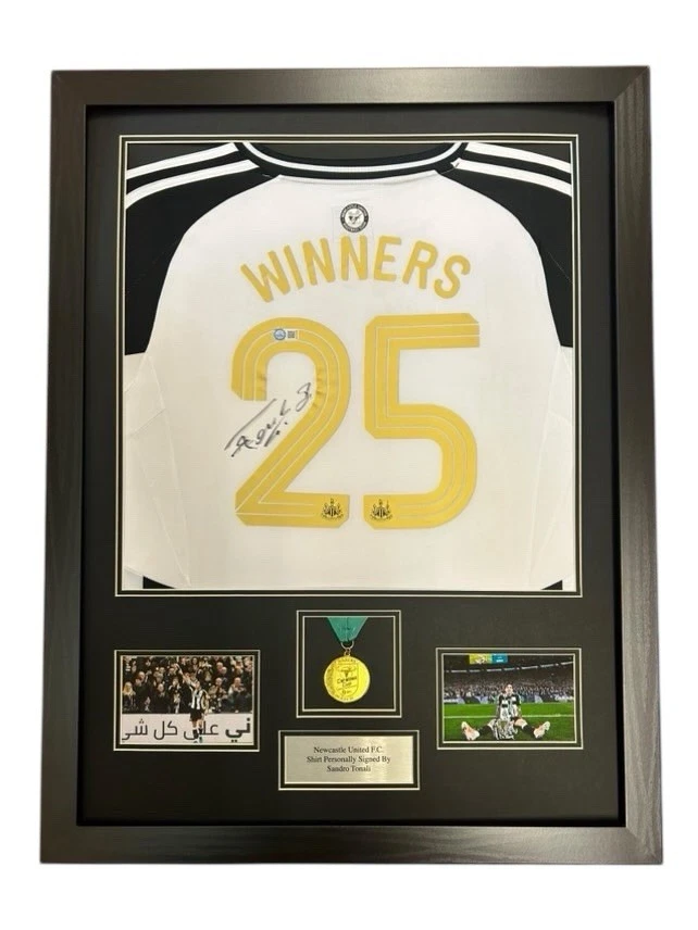 Sandro Tonali Newcastle Signed Shirt*CARABO CUP WINNERS &MEDAL*Exact Video Proof
