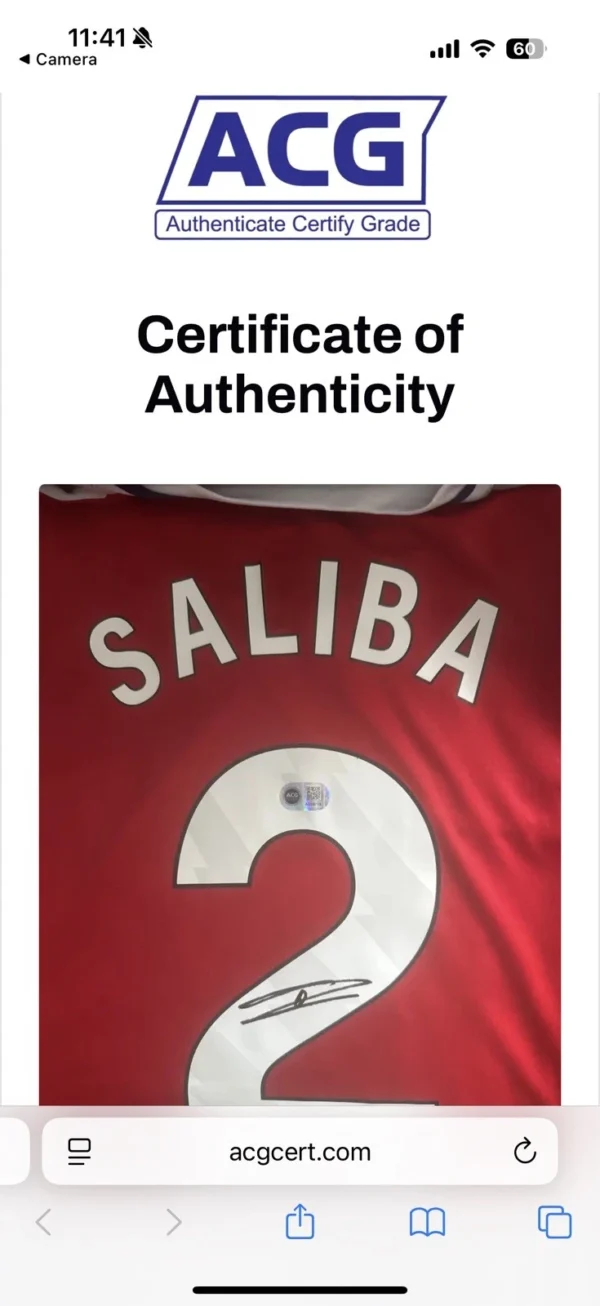 William Saliba Arsenal Signed Shirt 3