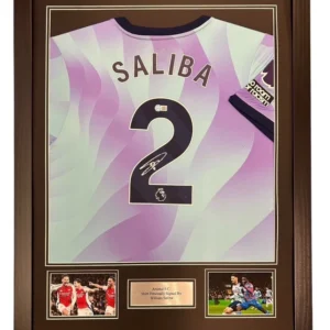 William Saliba Arsenal Signed Shirt Framed *EXACT VIDEO PROOF* *AFTAL* *RARE*