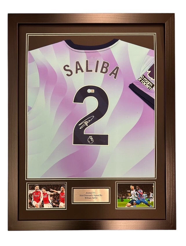 William Saliba Arsenal Signed Shirt Framed *EXACT VIDEO PROOF* *AFTAL* *RARE*