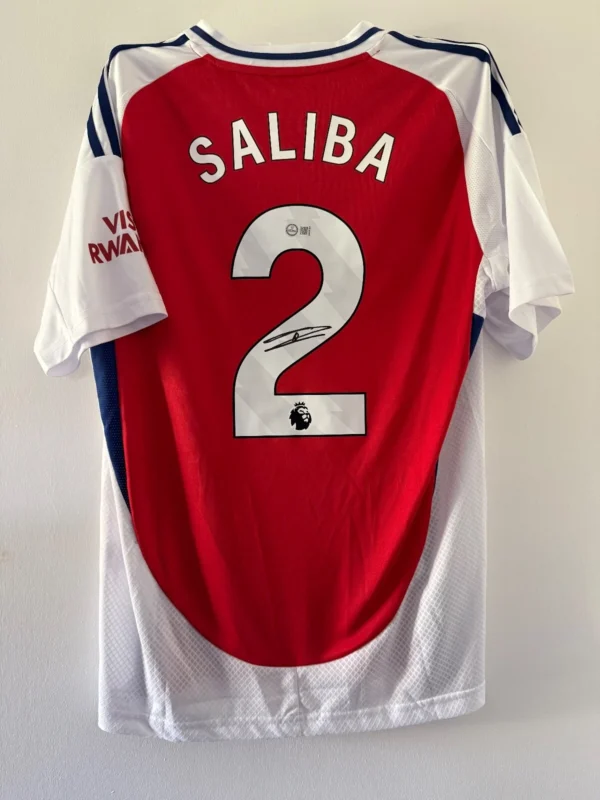 William Saliba Arsenal Signed Shirt *PROOF* *AFTAL AUTHENTICATION*